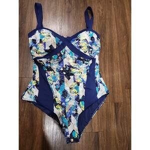 Swimsuits For All Tropiculture‎ Blue Floral Size 18 Flattering 1 Piece Swimsuit